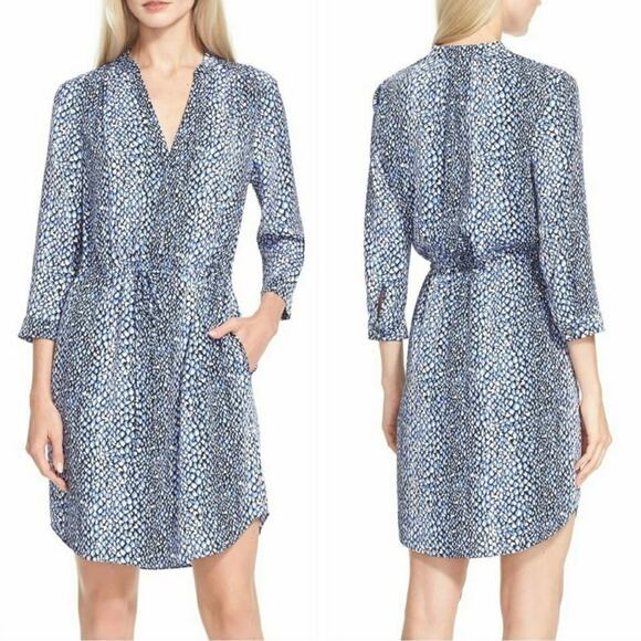 Diane Von Furstenberg Freya Silk Blend‎ Shirt Dress in Snake Hearts Size 6 - Picture 1 of 13
